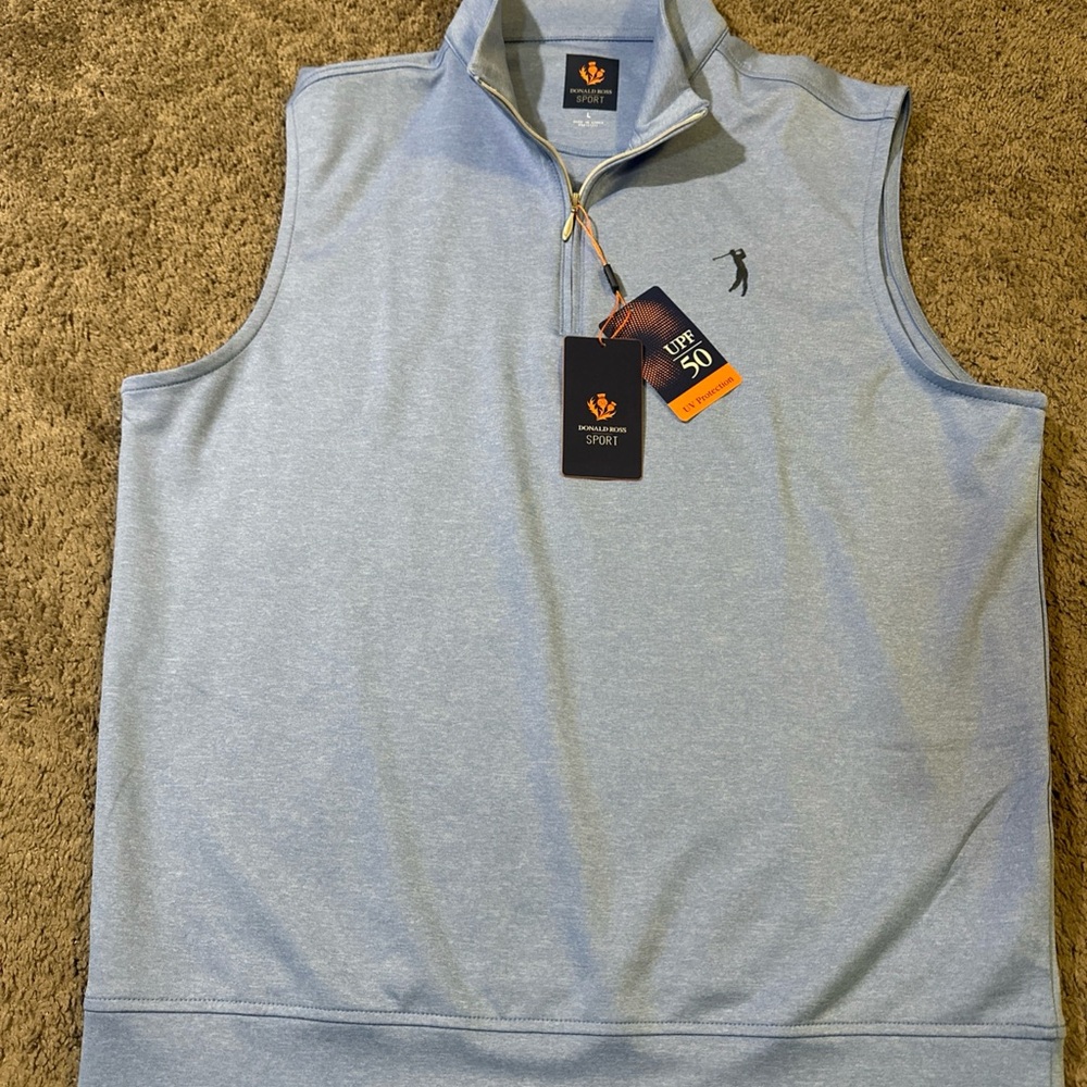 DONALD ROSS SPORT - Josiah Zip Pullover Vest - Sz L - Heather Ultramarine NWT